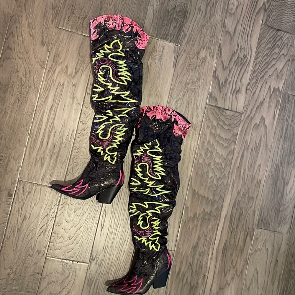 Cape Ribbon Kelsey Thigh High Boots Emily in Paris